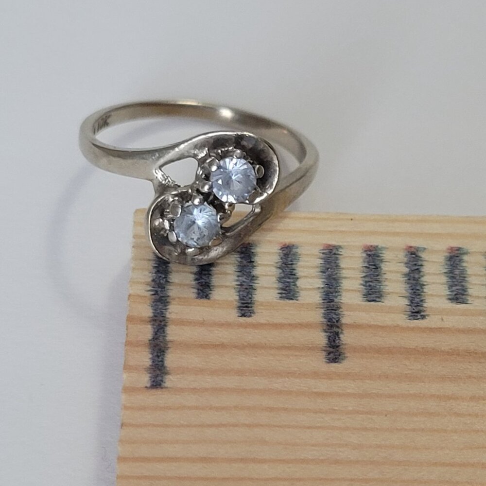 1960s Blue Topaz Ring 10k Vintage White Gold Dason December Birthstone - Picture 11 of 15